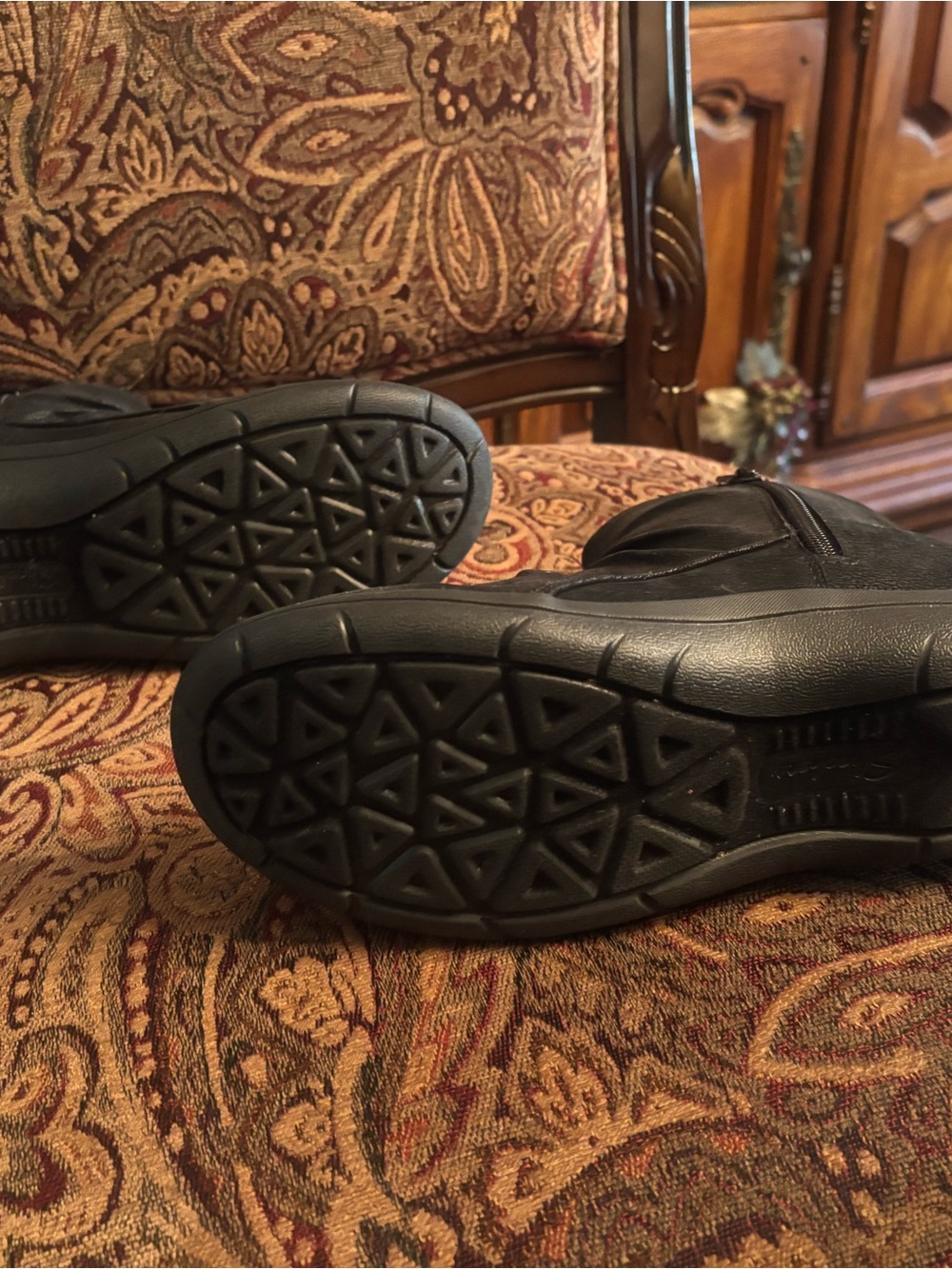 BN Skechers Black Textured Ankle Booties sz8.5 - Picture 3 of 4